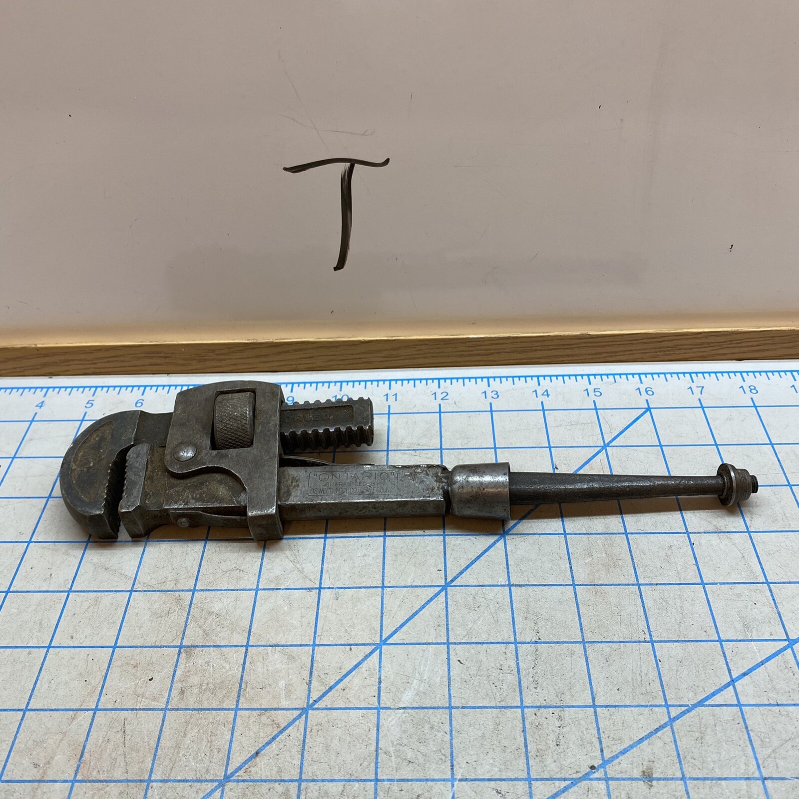 Vintage Adjustable Cast Iron Pipe WrencheOntario-14" USA