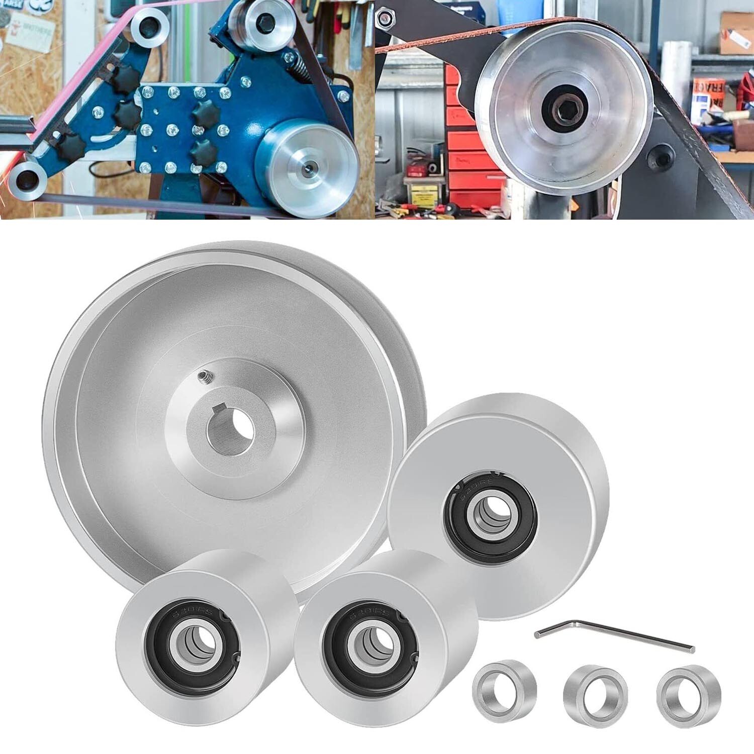 (4" 5/8-3"- 2") Aluminum Belt Knife Grinder 2" x 72" Wheel Set for Knife Grinder