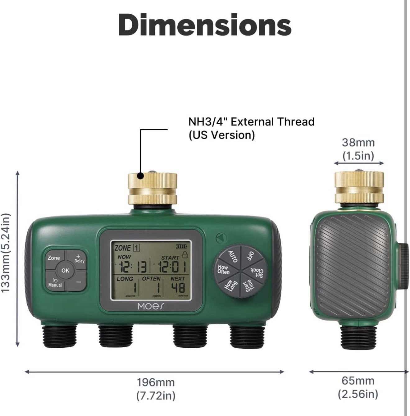 MOES 4 Outlet Sprinkler Timer Brass Inlet Programmable Irrigation Controller New