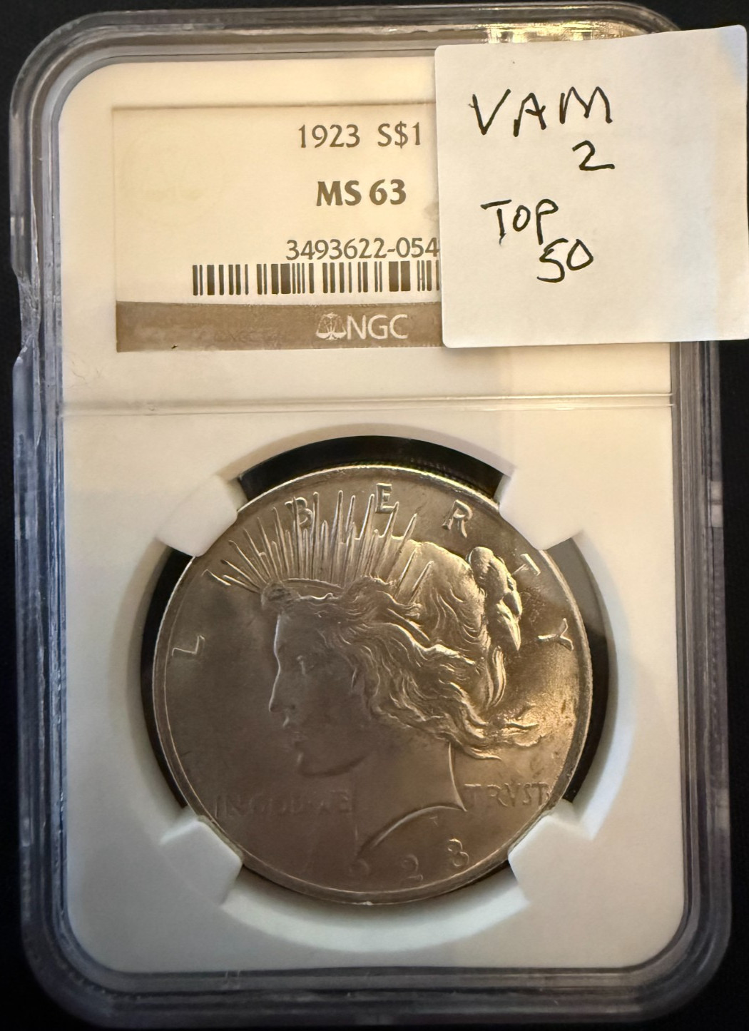 1923 PEACE $1 NGC MS63 *VAM 2 DOUBLED TIARA ***TOP50***