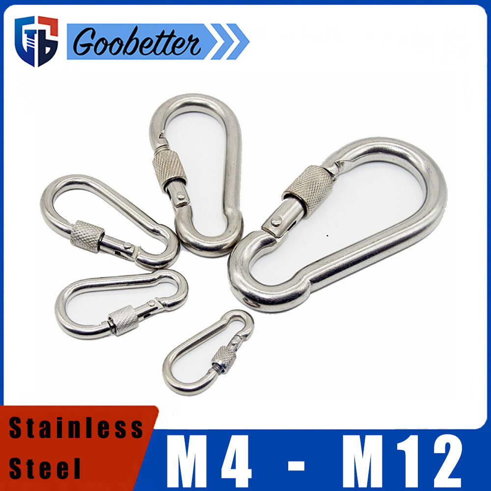 Stainless Steel Carabiner Snap Spring Clip Hook Karabiner Locking Carabina