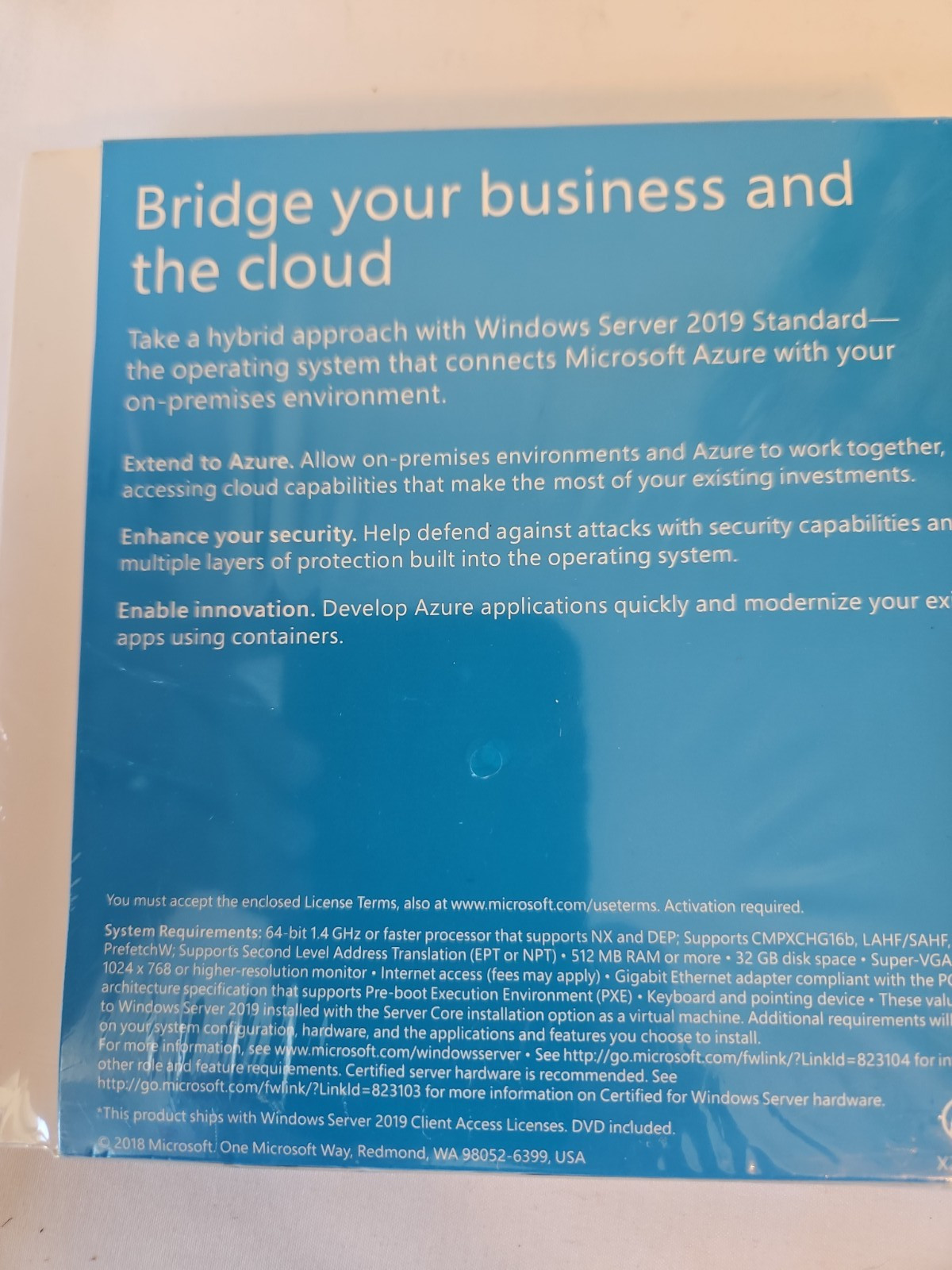 Windows Server 2019 Standard Edition Win Svr Std 2019 64Bit Dvd 5 SEALED NEW