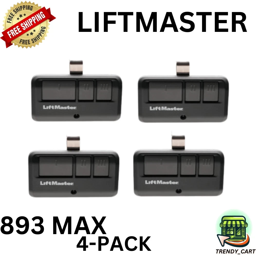 LiftMaster 893MAX 3 Button Visor Remote Control Garage Door Opener (Pack of 4)