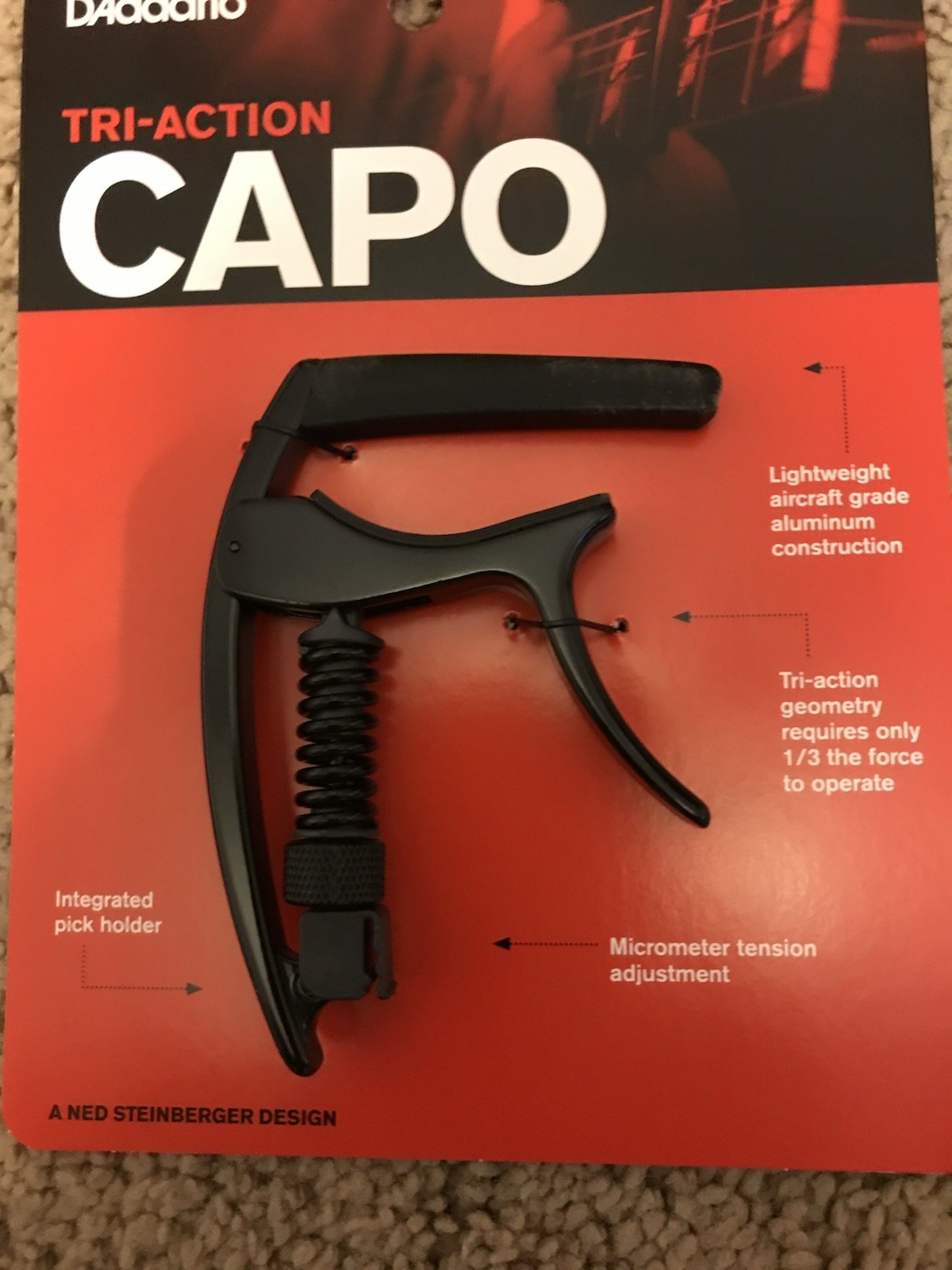 D'Addario Tri-Action Capo Black