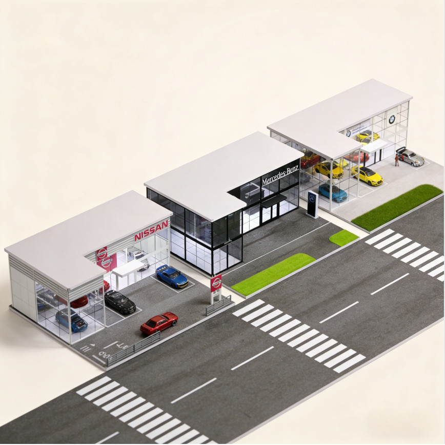US Diorama 1/64 Showroom Model LED Lighting Diecast Garage Scene Display Case