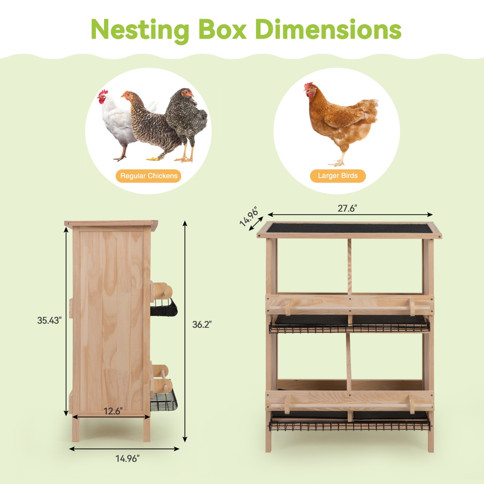Wooden Nesting Box for Chicken Coop 4-Compartment Egg Laying Box for Poultry