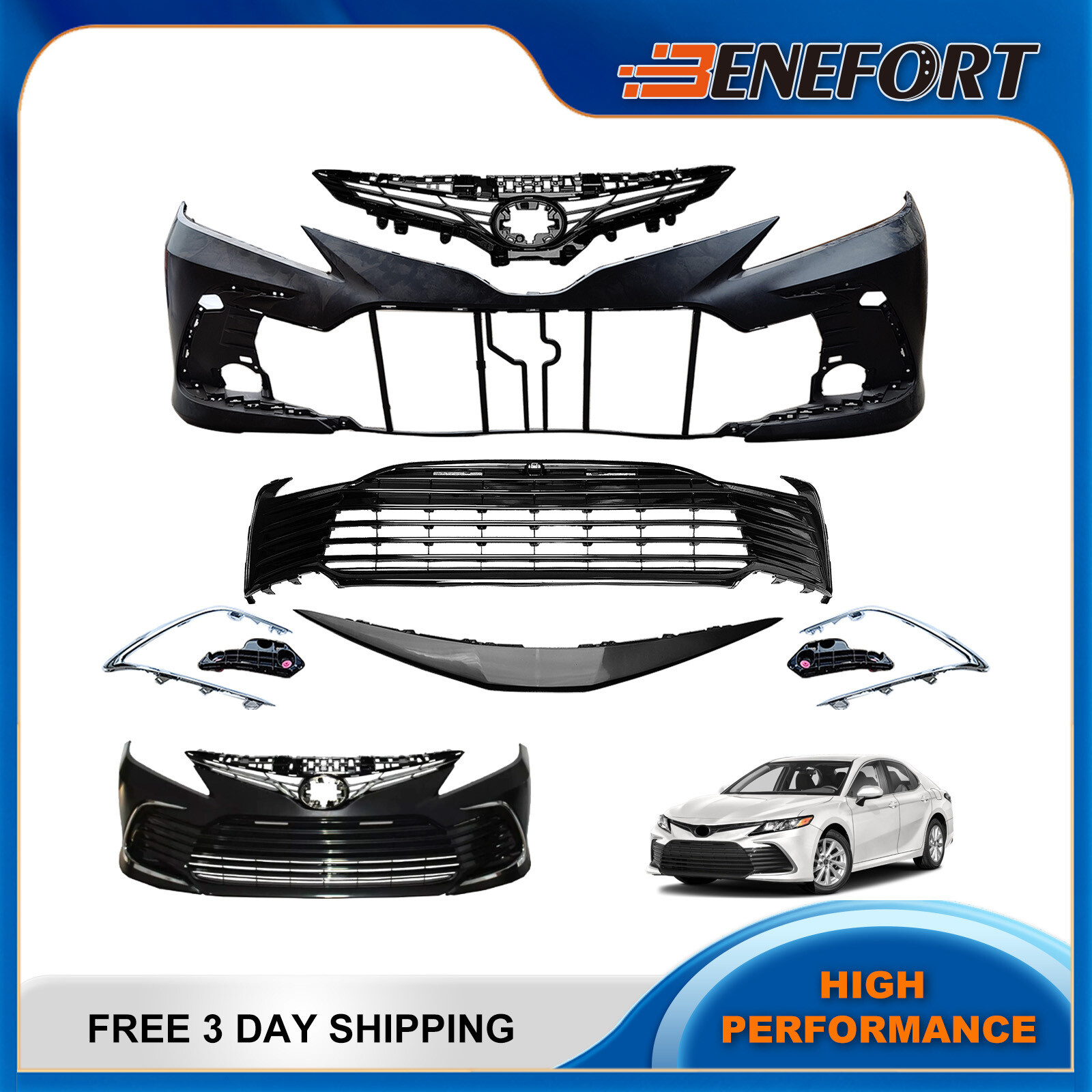 New Front Bumper Kit Primed Fits 2021 2022 2023 2024 Toyota Camry LE 521190X953