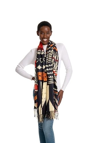 Soft Cashmere Feel Scarf for Women,African Tribal Style Double African Style-2