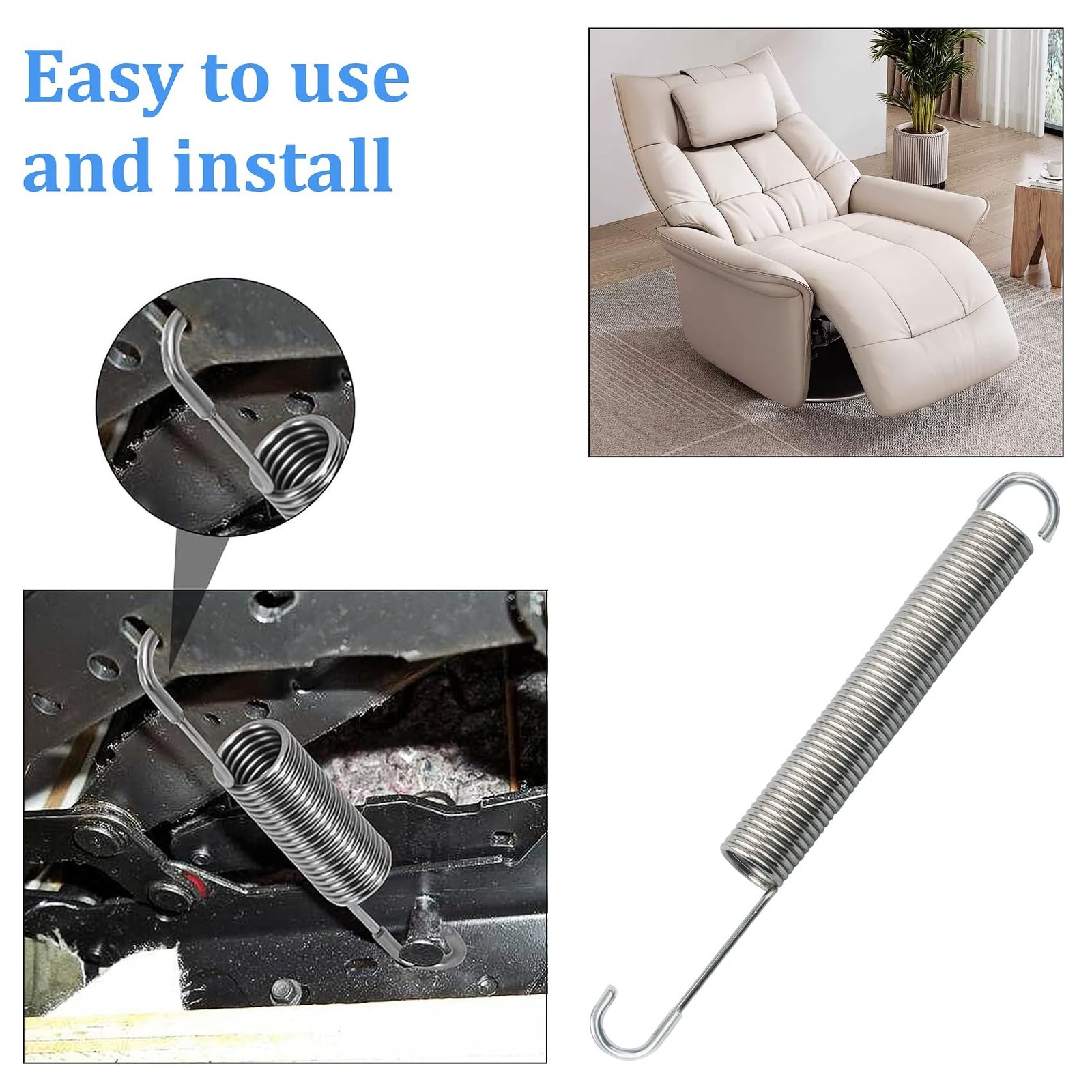 3 Pack 7 Inch Recliner Spring - Long Neck Hook Tension & Replacement Spring, ...