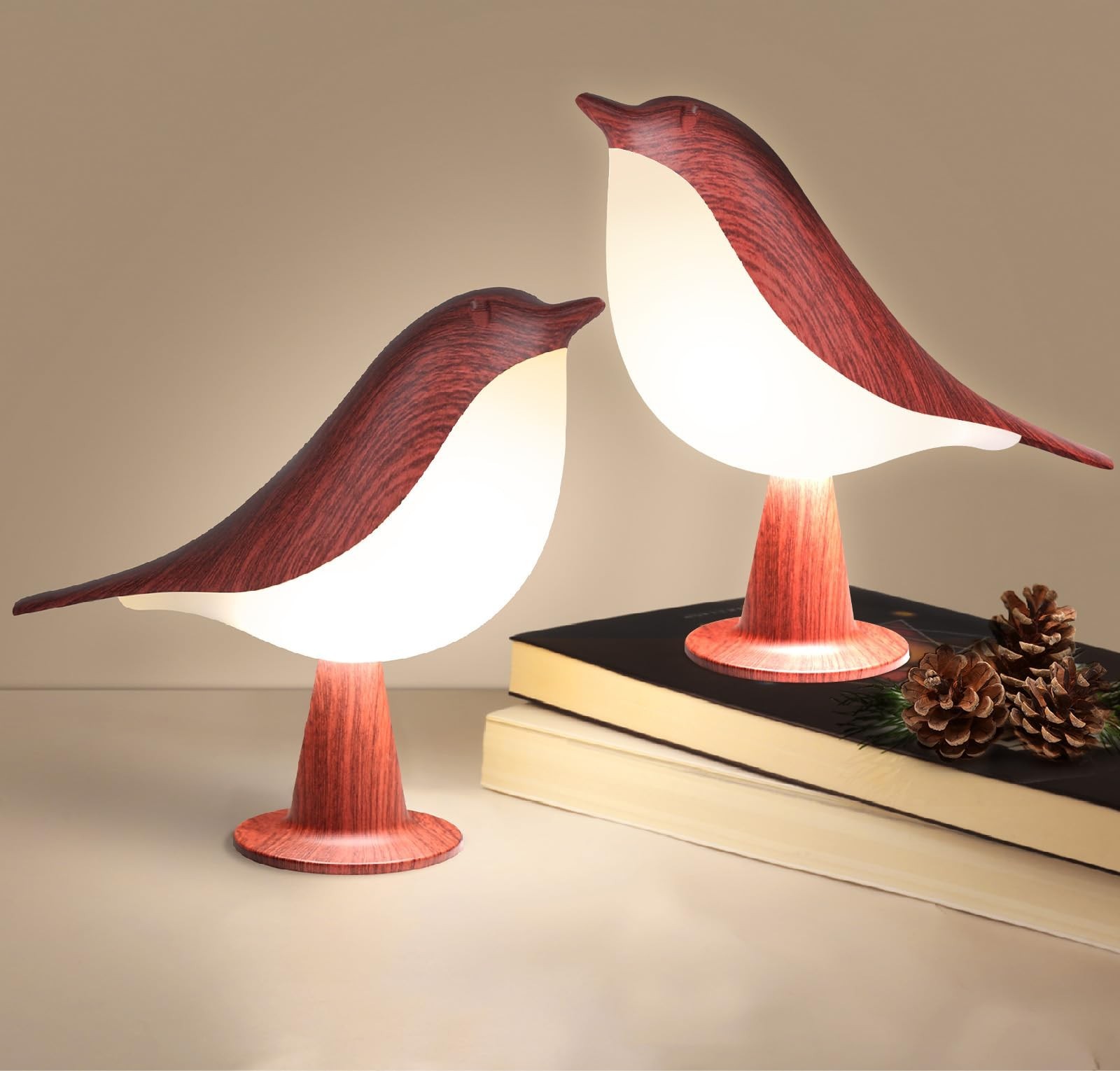 VoMii 2 Pack Bird Table Lamp, Small Desk Lamp Cordless Touch Dimmab... Fast Ship