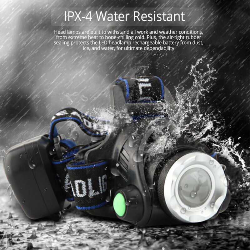 Powerful LED Headlamp Rechargeable Headlight Zoomable Head Torch Lamp Flashlight
