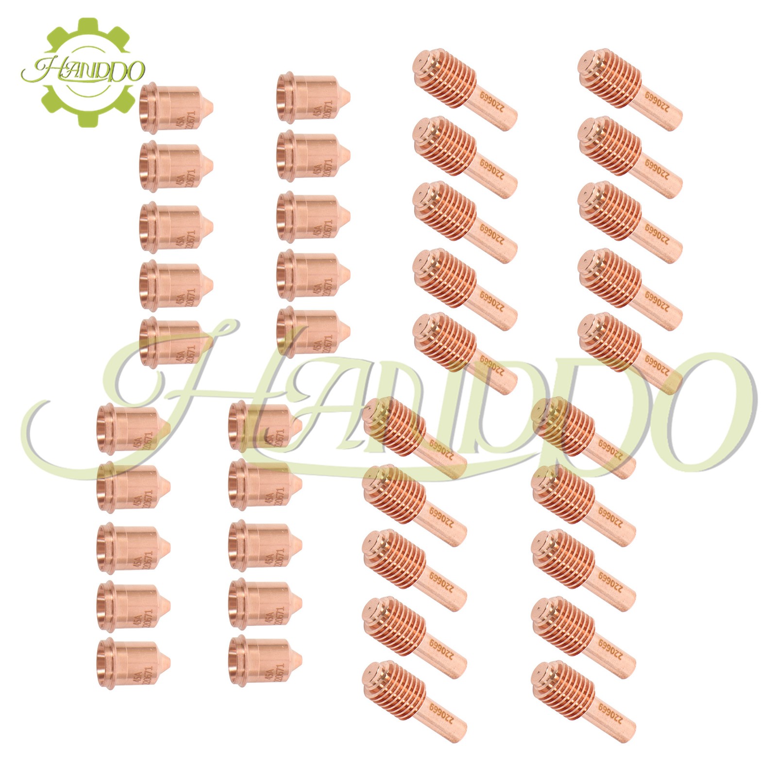40× 220669 220671 Plasma Torch Electrodes & Nozzle Tips 20Pcs Each For 45 Plasma