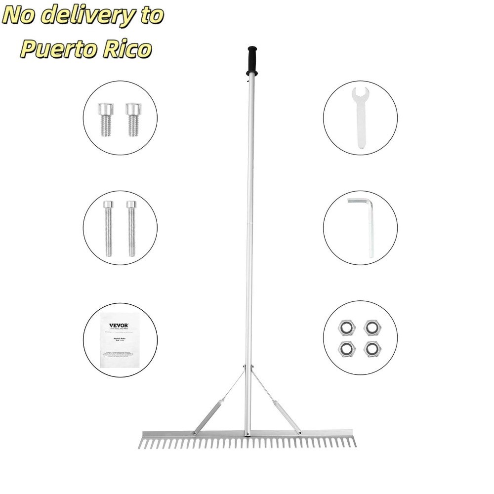 Landscaping Rake 36" Head Aluminum Landscaping Rake 75" Adjustable Handle