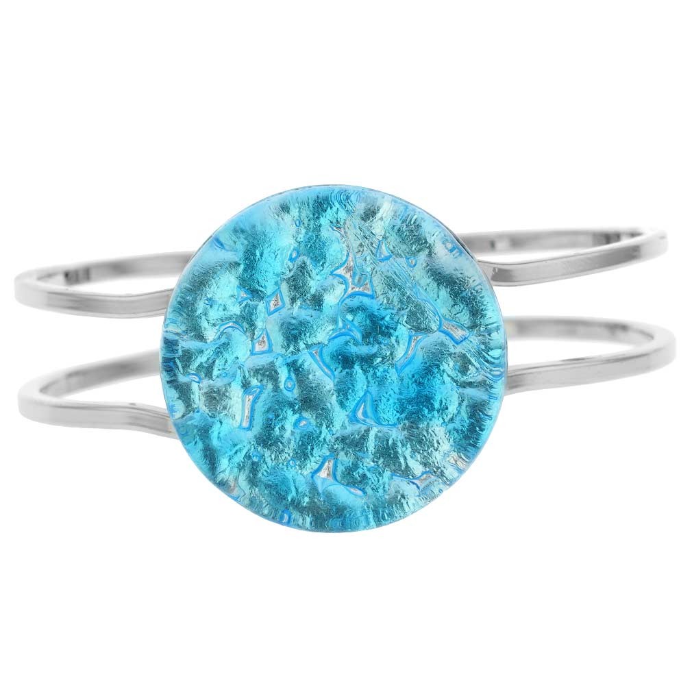 GlassOfVenice Murano Glass Venetian Reflections Metal Bracelet - Aqua Silver