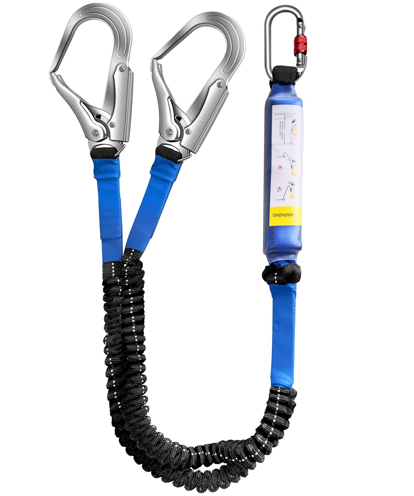 Fall Protection Safety Lanyard Shock Absorbing Double Snap Hooks 6 FT