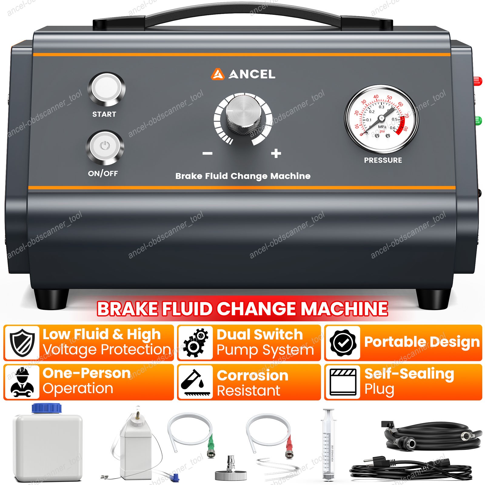 ANCEL BR1000 Brake Fluid Change Machine Self-Sealing Portable Brake Tool