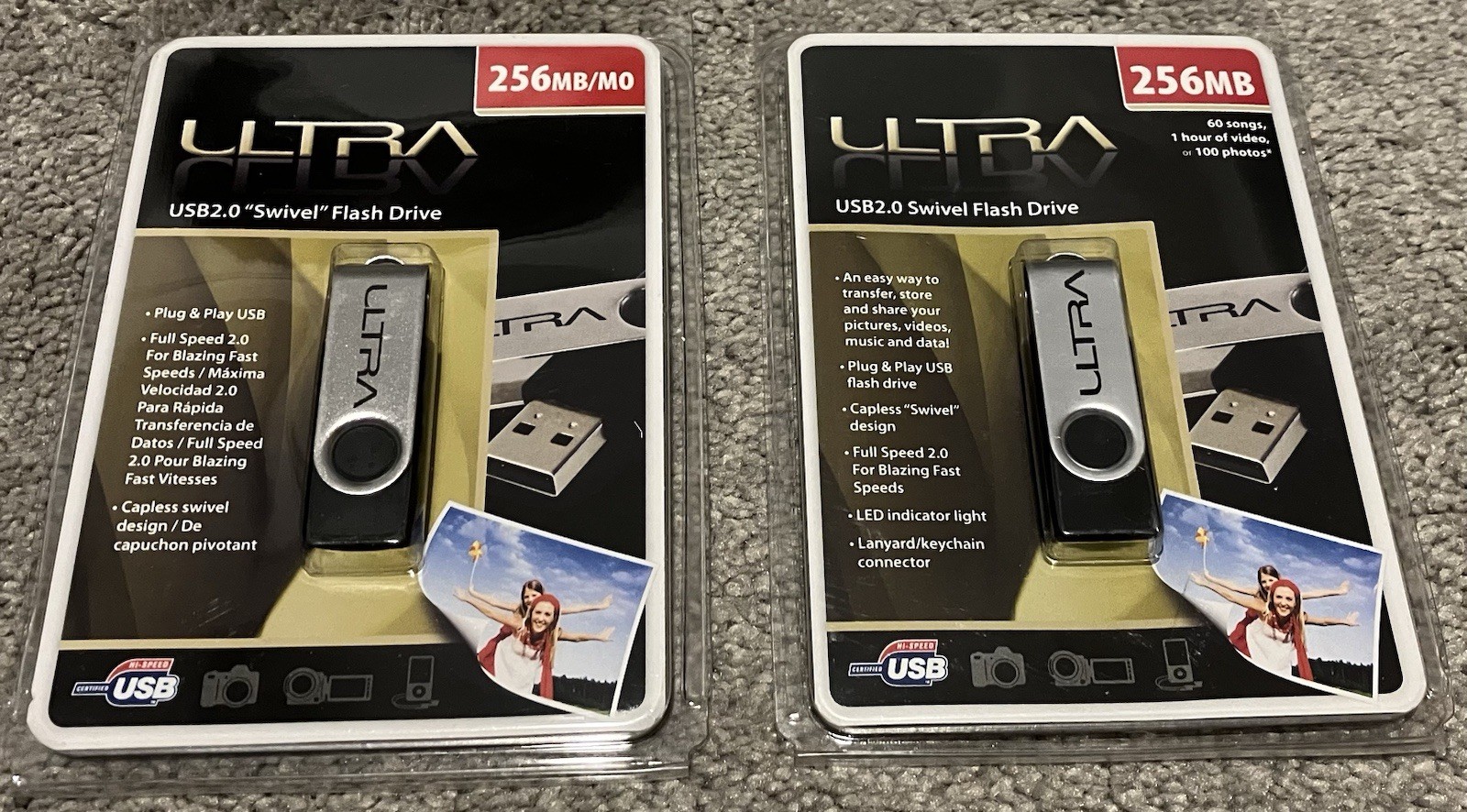 Ultra USB2.0 Swivel Flash Drive 256MB Lot Of 2