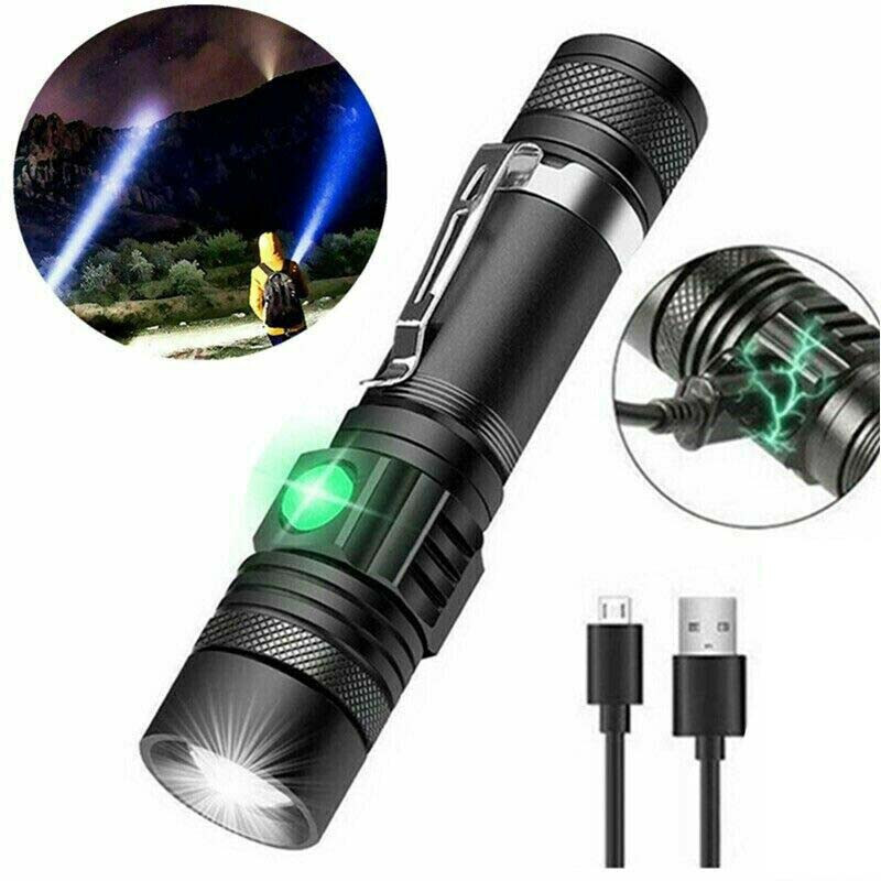 Powerful LED Flashlight High Lumens Tactical Torch Flash Light USB Rechargeable