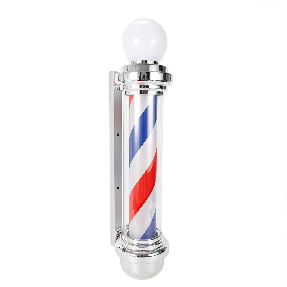 Barber Shop Pole Rotating Light LED Stripes Sign Lamp Hair Salon Red White Blue