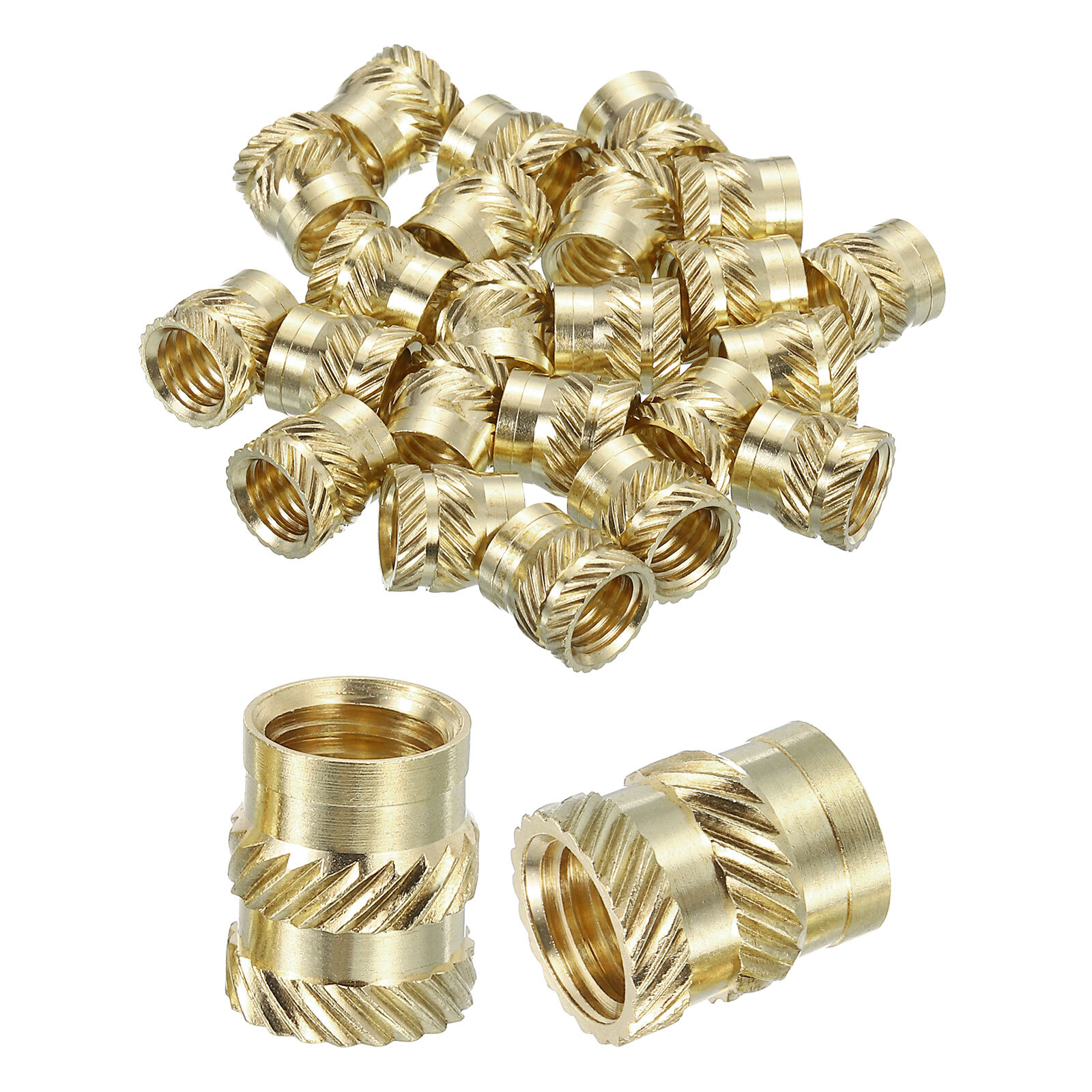 25pcs Knurled Insert Nuts M8 x 12mm L x 10mm OD Brass Heat Set Insert Nuts
