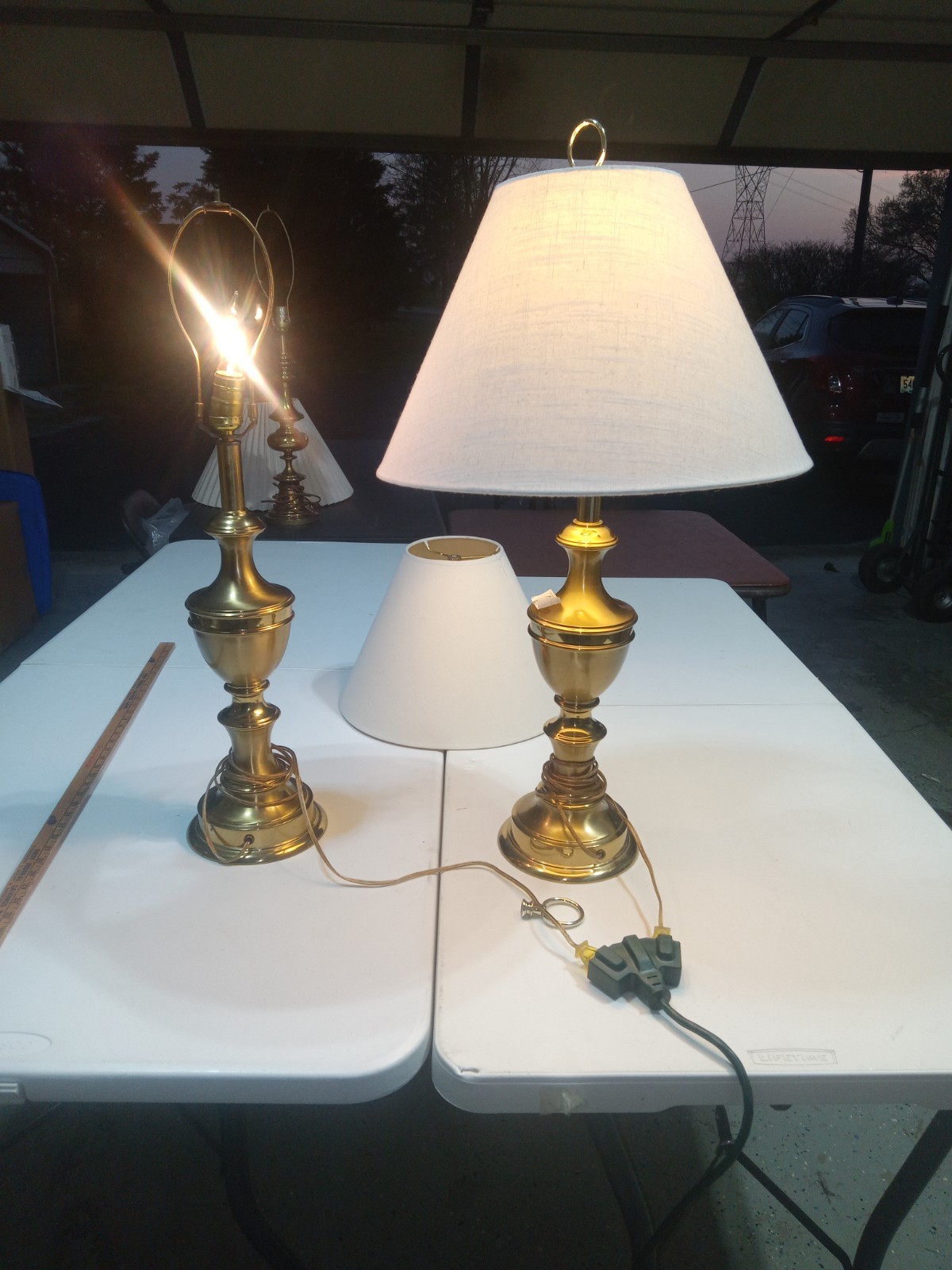 31"H solid brass lamp vintage electric tall heavy