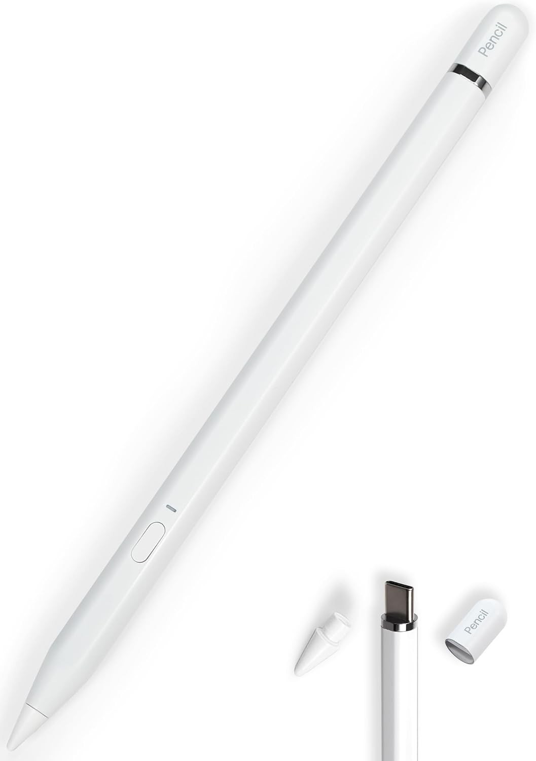 Pencil 1st Gen (USB-C) for iPad 2018-2026: All-Aluminum Stylus, Bluetooth Shortc