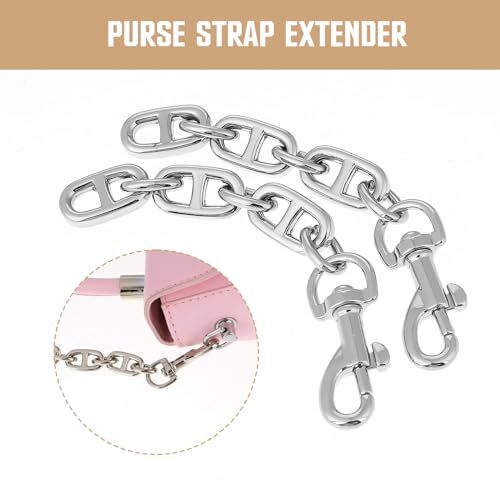 2 Pcs Silver Bag Extender Purse Strap Extender 4.7 Inch Strap Extender for