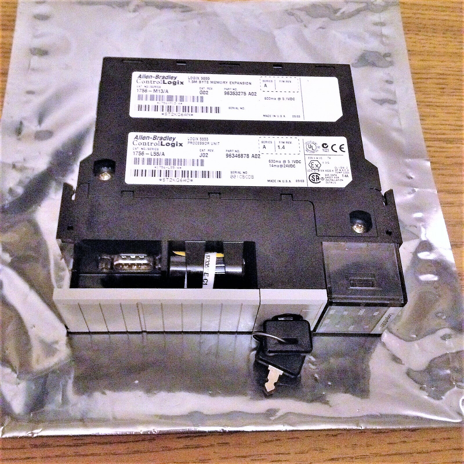 ALLEN BRADLEY 1756-L55/A PROCESSOR 1756-M13/A MEMORY EXPANSION MODULE