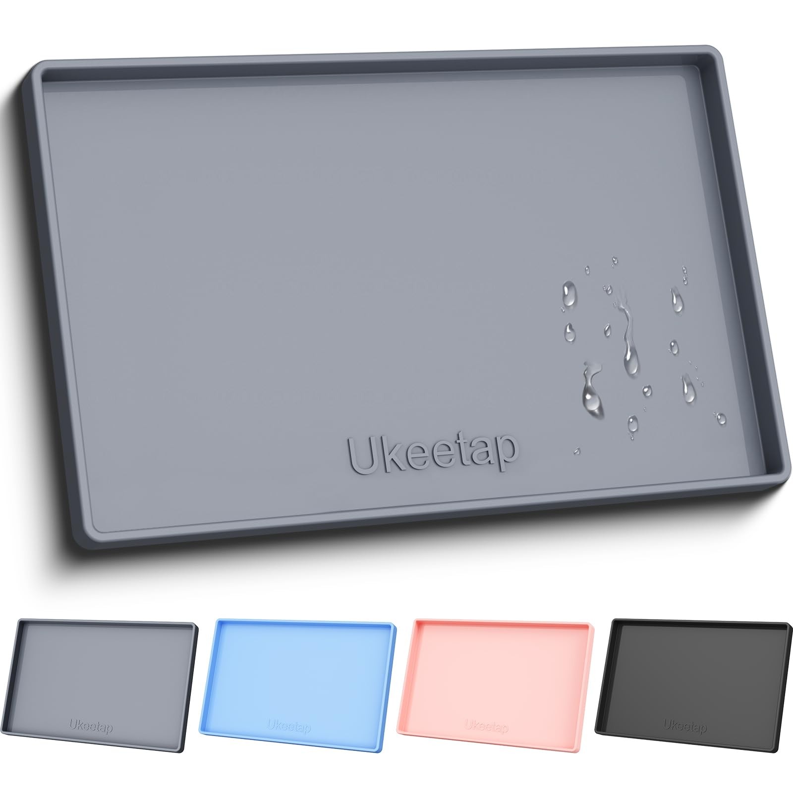 Extra Thick Silicone Mat Waterproof with Raised Edge 19” x 12”, BPA Free Non-...