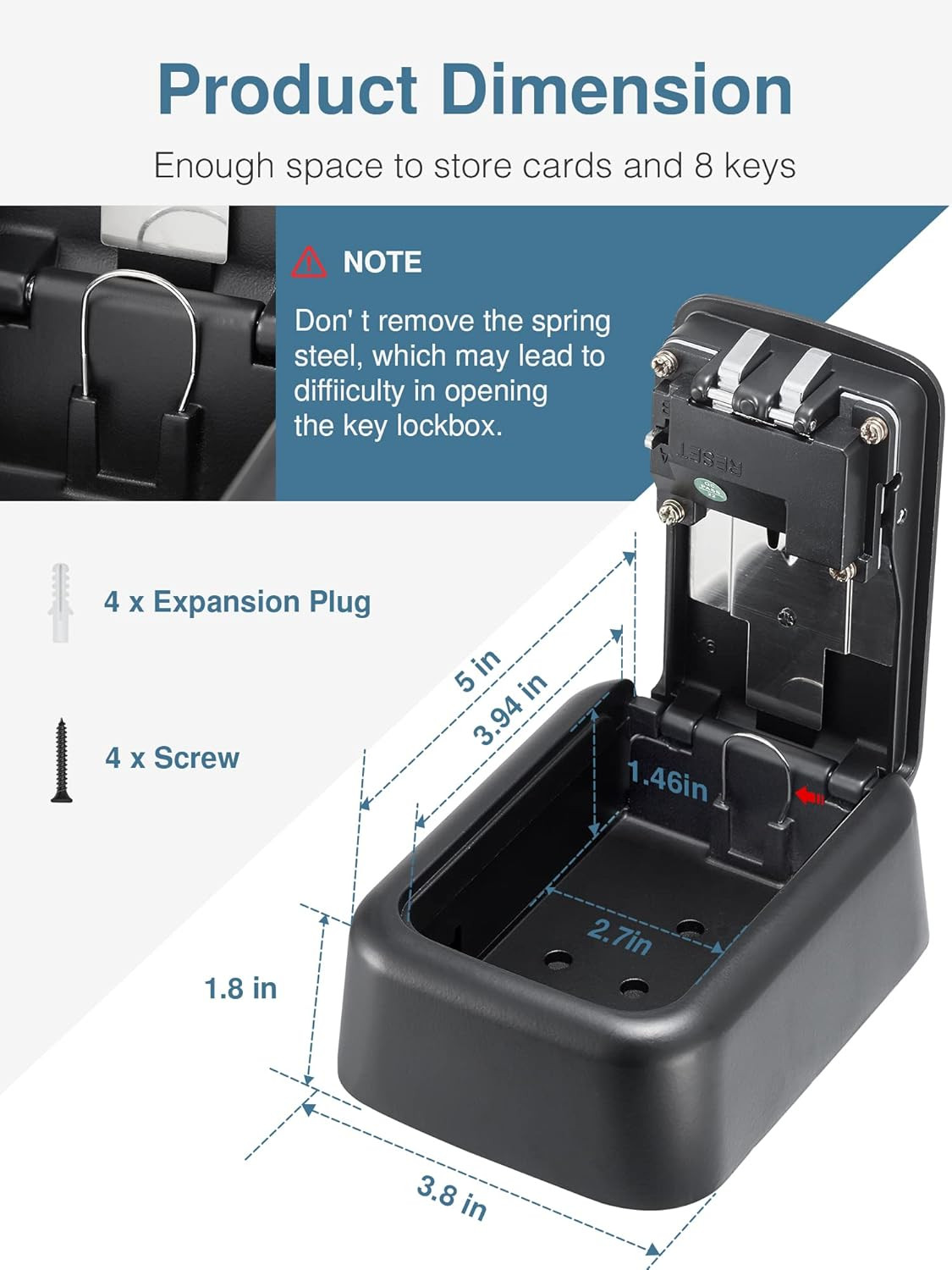 Security Key Lock Box, 4-Digit Combination Waterproof Lock Box Key Storage Lockb