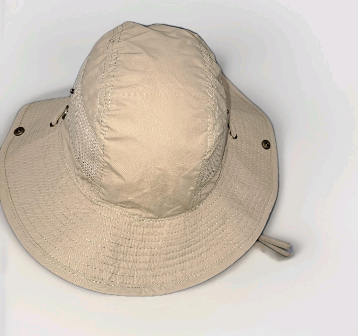 Magellan Bucket Hat Unisex Medium Tan Chin Strap Snap Side Breathable