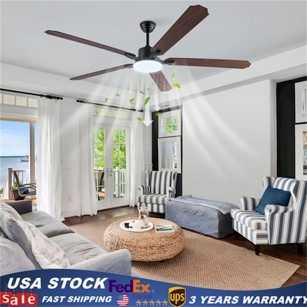 72in LED Ceiling Fan Indoor Ceiling Fan Lamp Light Dimmable W/ Remote Control