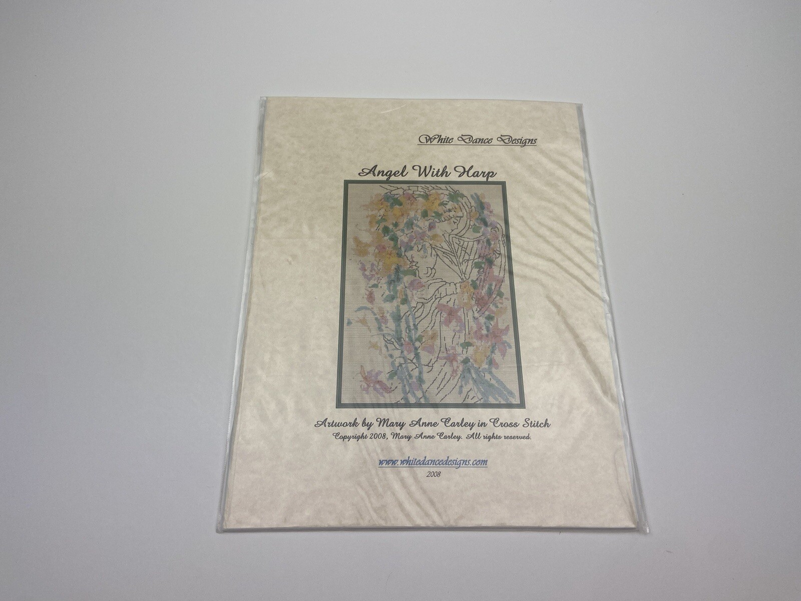 White dance designs Angel With Harp abstract art Counted Cross Stitch Pattern 4P