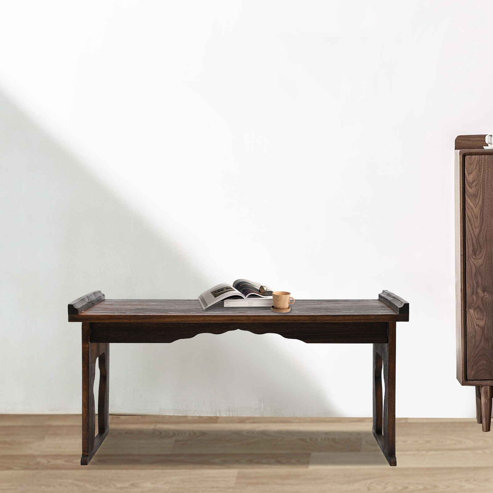 Foldable Bed Laptop Desk Walnut Sycamore Wood Tray Table 31.5 x 17.72 In