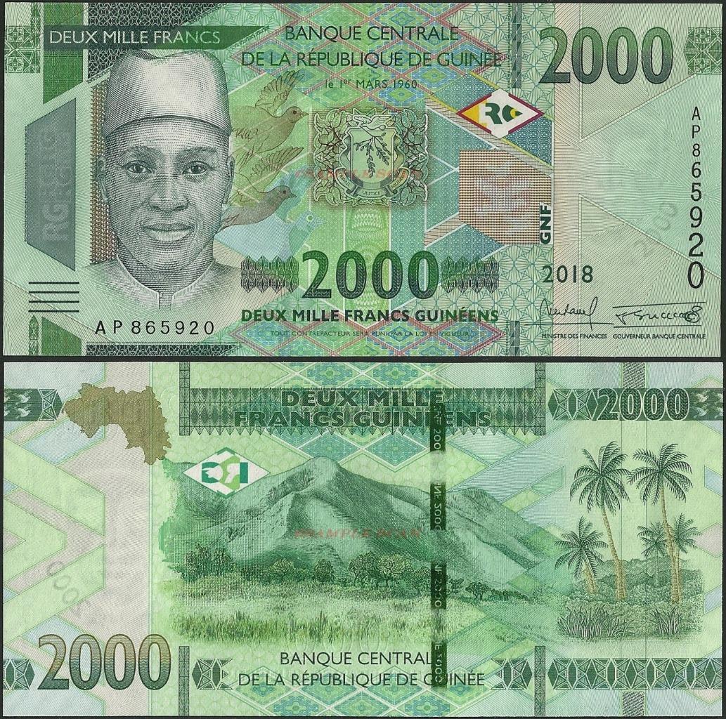 Guinea,PNew,2000 Francs,Pnew,B342,2018,UNC,new denomination @ EBS