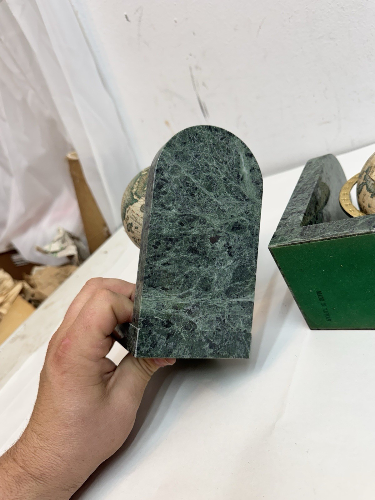 Old Globe Green Marble Book Ends