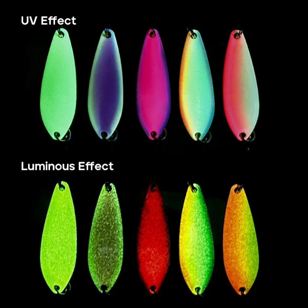 Copper Spoon Fishing Lure with Willow Leaf UV Paint for Night For Trout Fishing