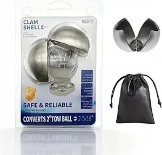 Heavy Duty Stainless Steel Tow Ball Adapter - Converts 2" Receiver to 2-5/16" Hi