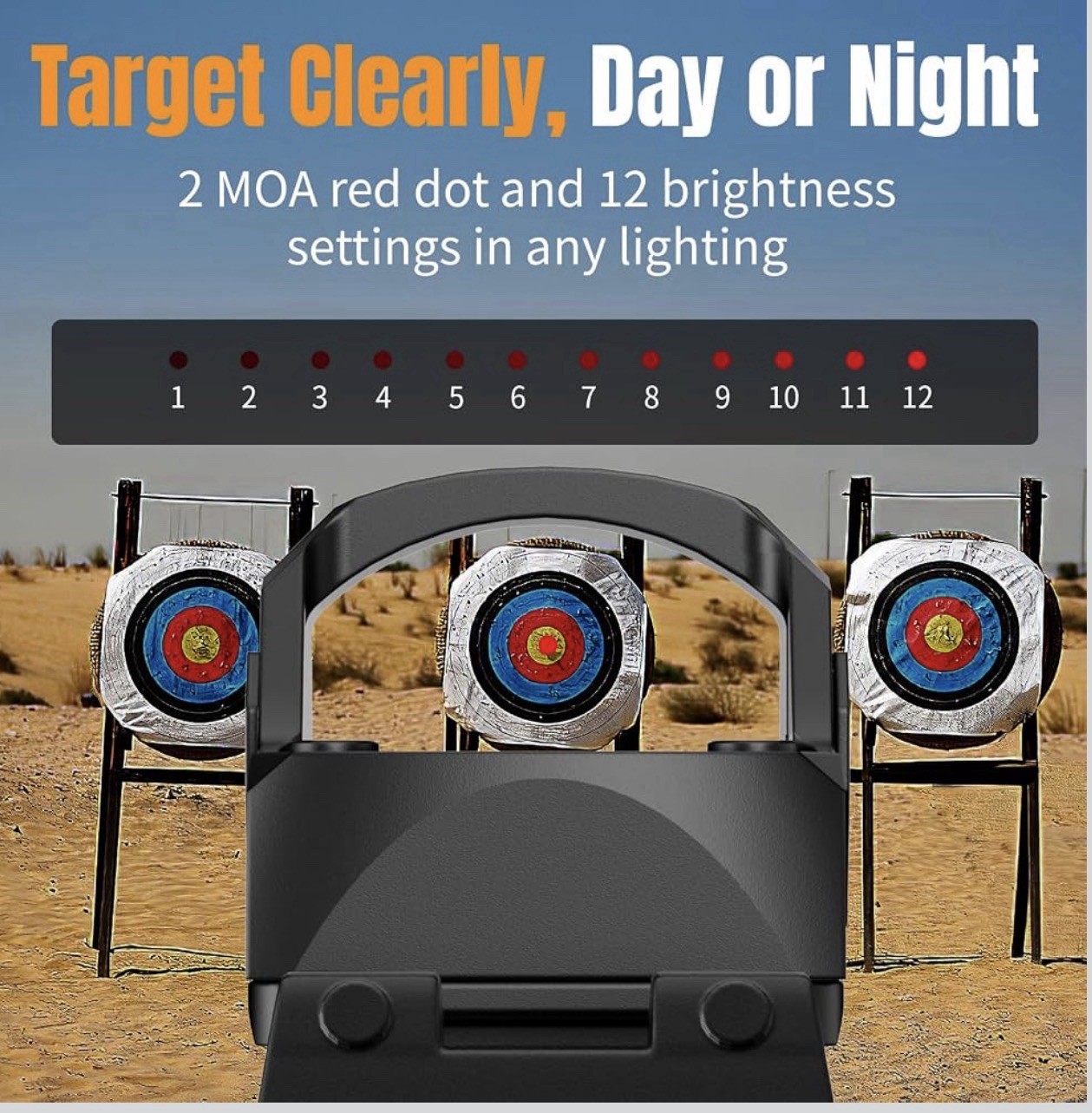 Qande Red Dot Sight, 2MOA Motion Awake Red Dot Scope, 12 Brightness Adjustment
