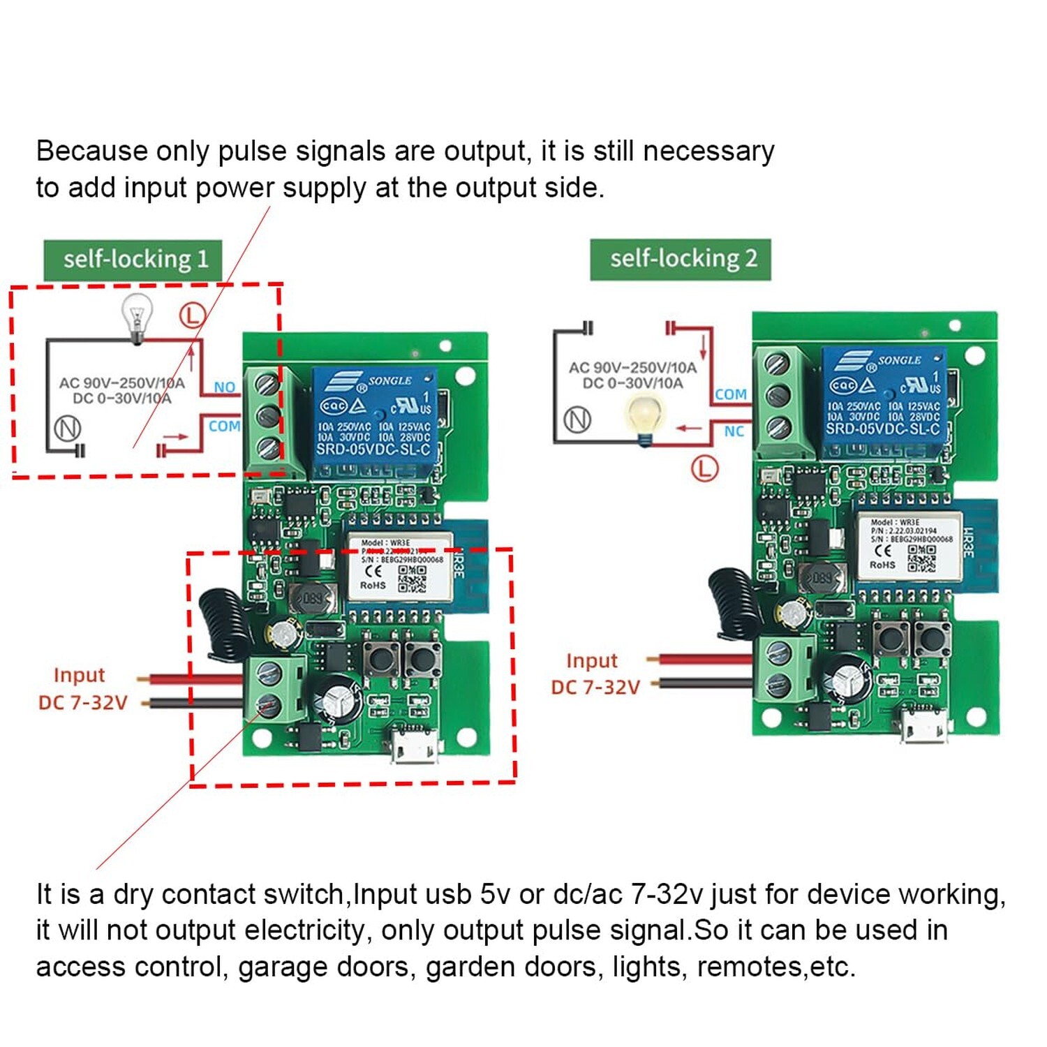 Smart WiFi Wireless Relay Switch Module, Tuya 1CH AC/DC 7-32V/ USB 5V Smart L...