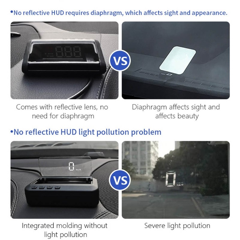 HUD Head-up Display Speedometer with Overspeed Alarm Direction Distance