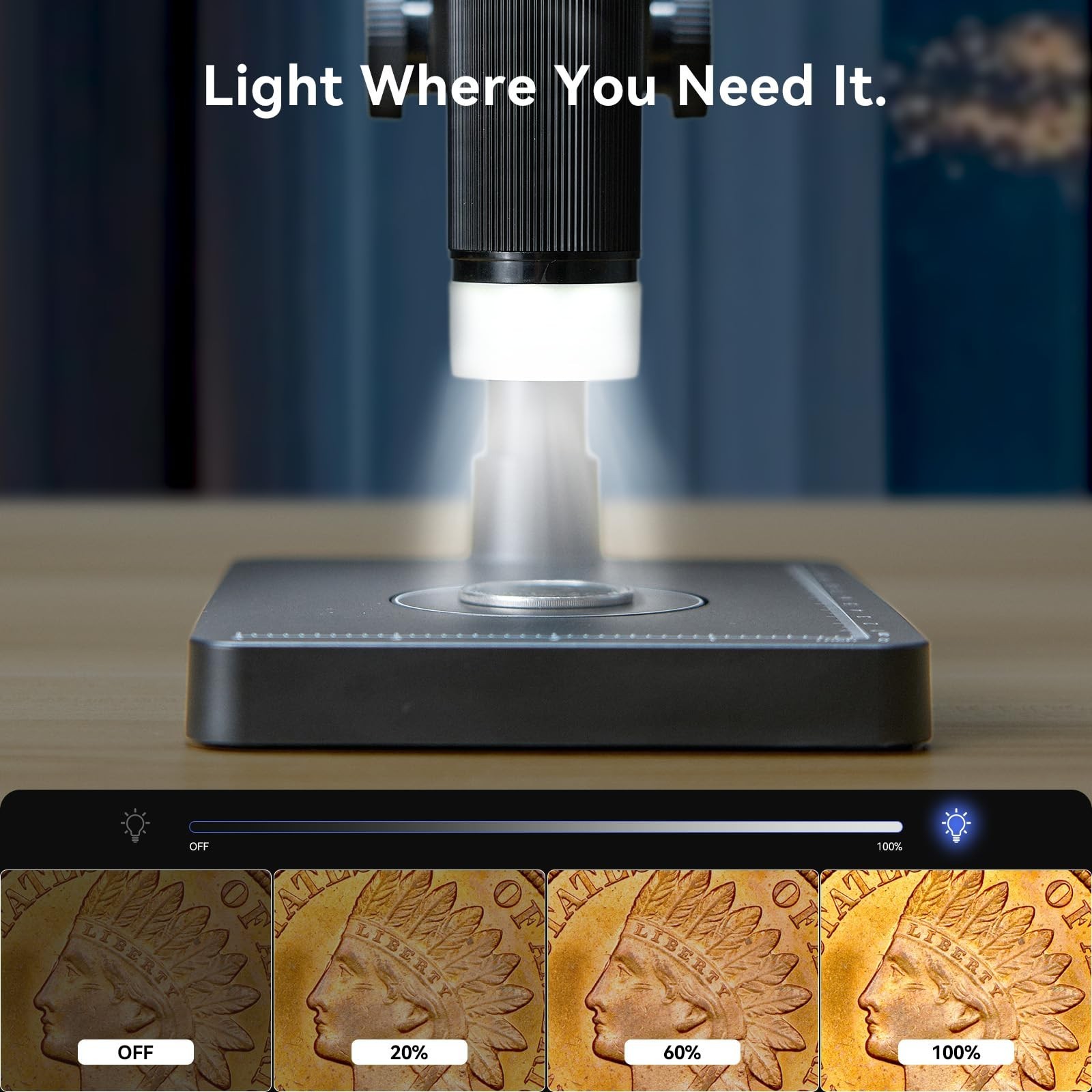 Elikliv EDM4C Coin Microscope with Scale：4.3" Digital Microscope with Adj