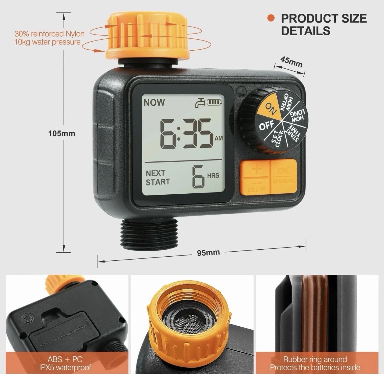 Kazeila Hose Water Timer, 1 Outlet Automatic Watering Timer for Gardens
