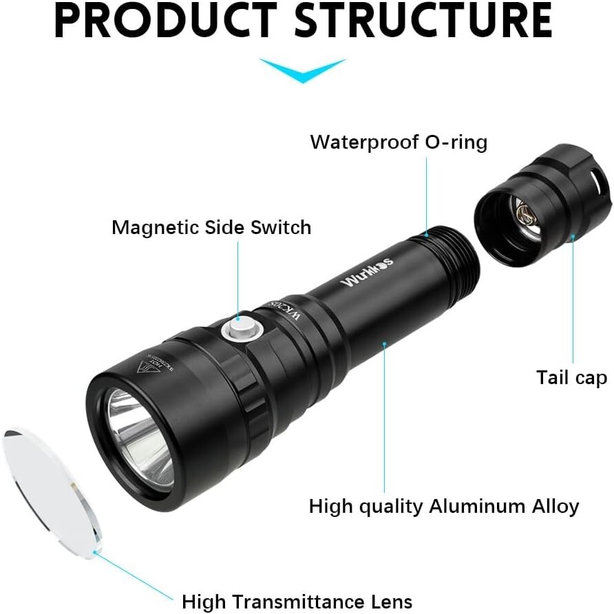 Professional Grade 2000 Lumen Dive Flashlight for Underwater Adventures