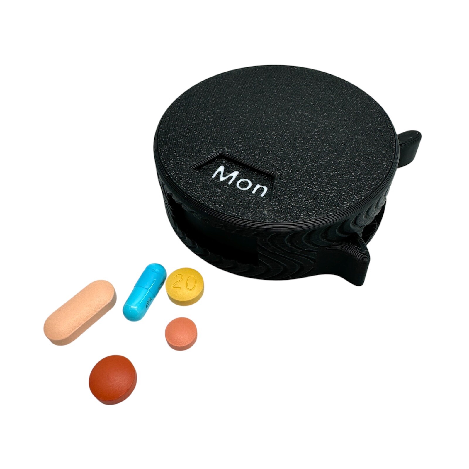Compact Pill Organizer Mechanical 7 Day Pill Box Easy Load Small Travel Size