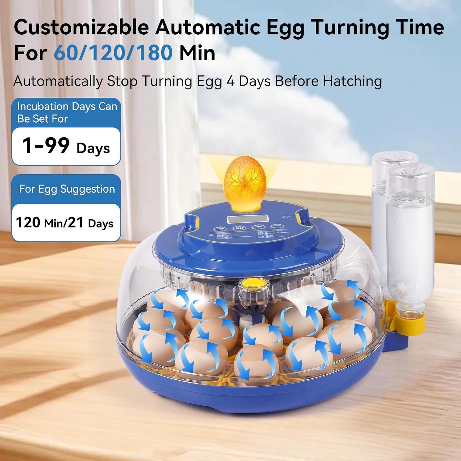 Automatic 18 Egg Chicken Incubator for Hatching Eggs with Turner