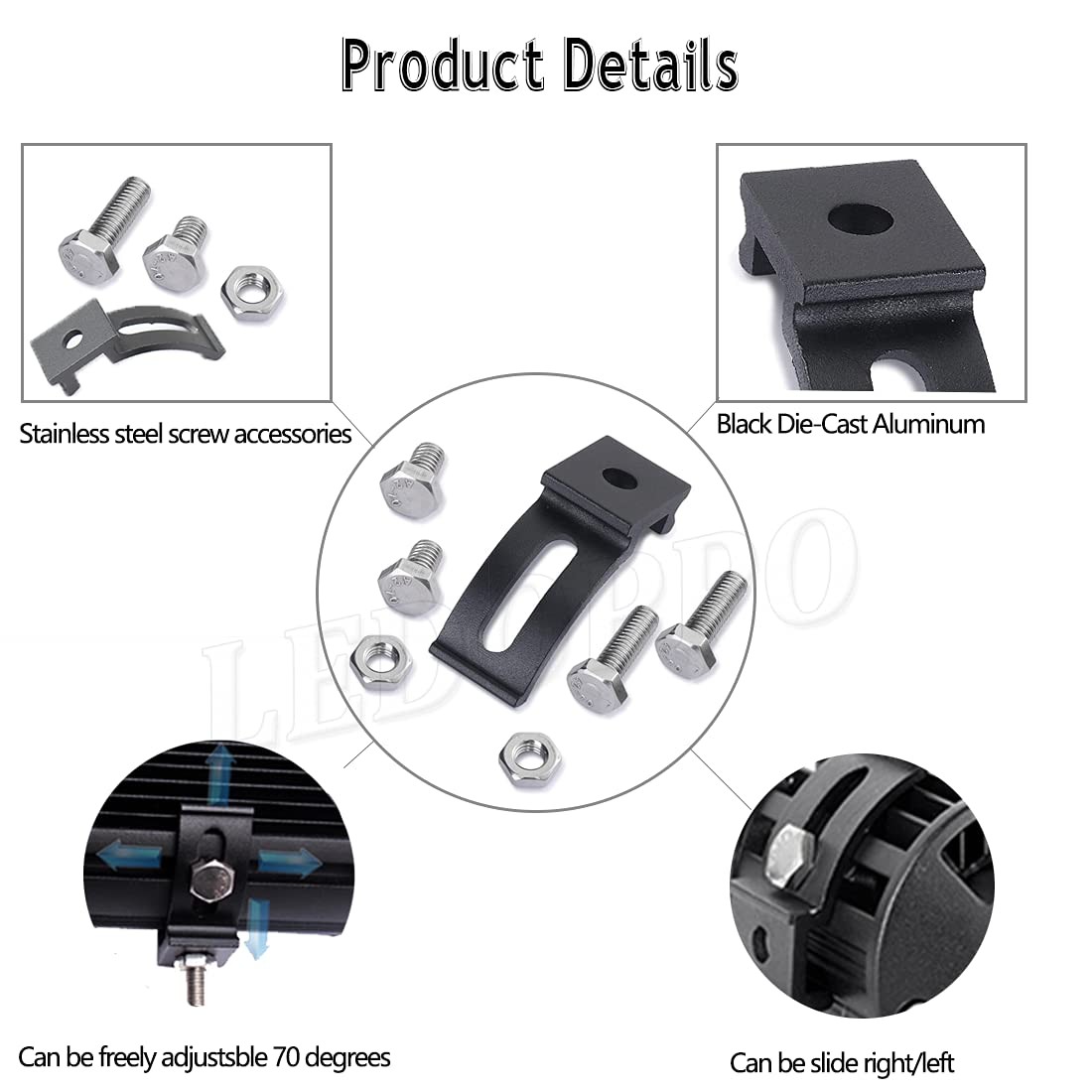 LED Light Bar Mounting Bracket - Mounting Brackets Universal Adjustable Slide...