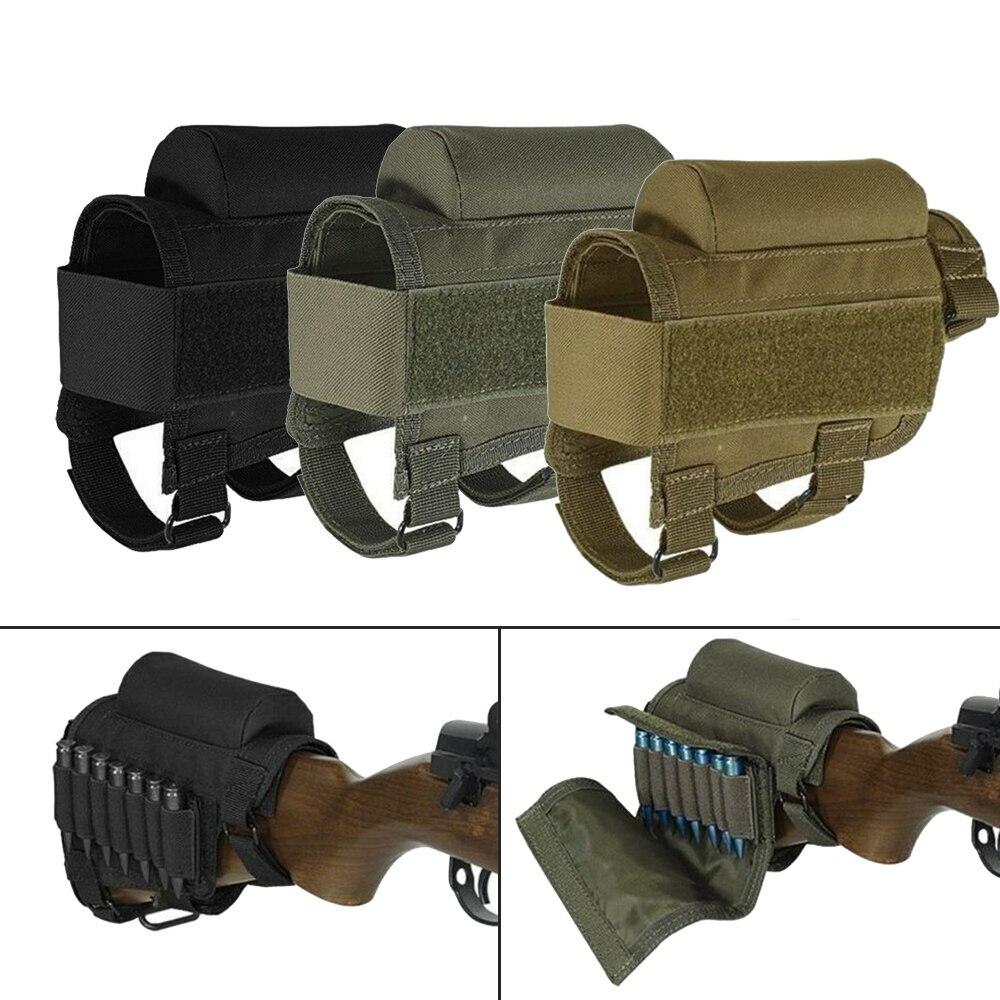 Nylon Tactical Gun Cheek Rest Rifle Bullet Holder Ammo Carrier Hunting Military