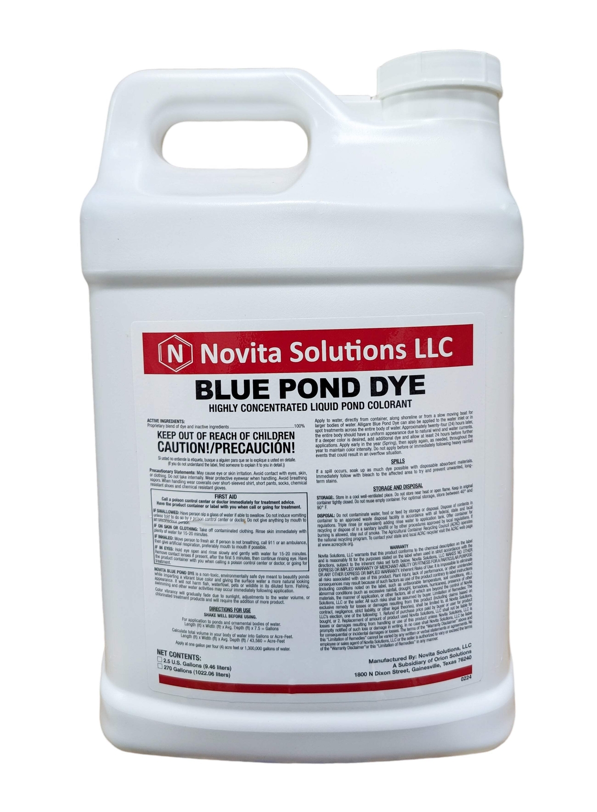 Novita Blue Pond Dye Super Concentrated for lakes, ponds, and fountains,  jug (2