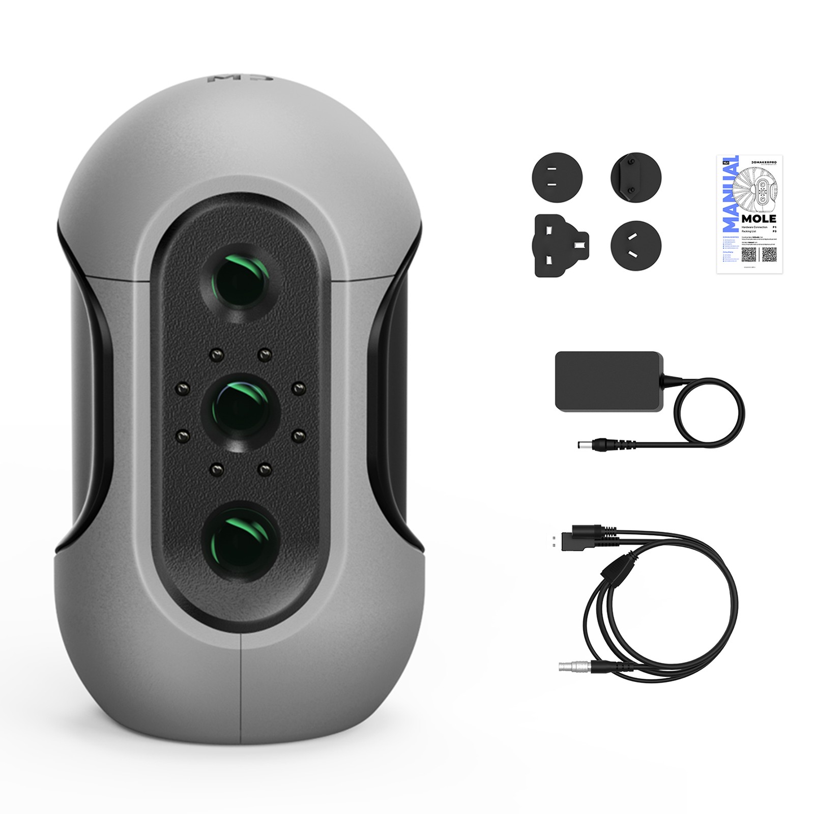 3DMakerpro Mole Handheld 3D Scanner 3D Printer 0.05mm Accuracy 10FPS Scanning